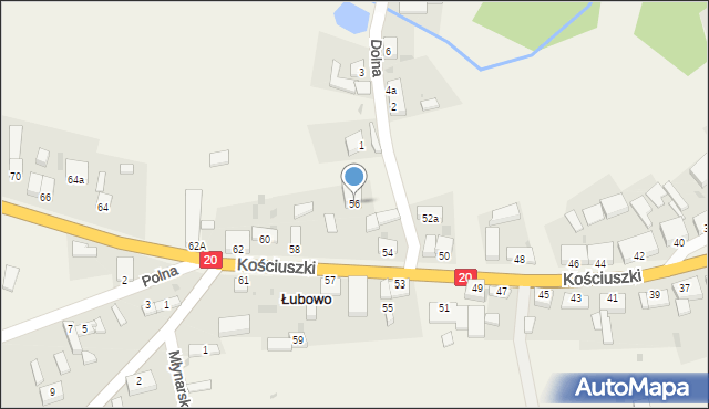 Łubowo, Kościuszki Tadeusza, gen., 56, mapa Łubowo