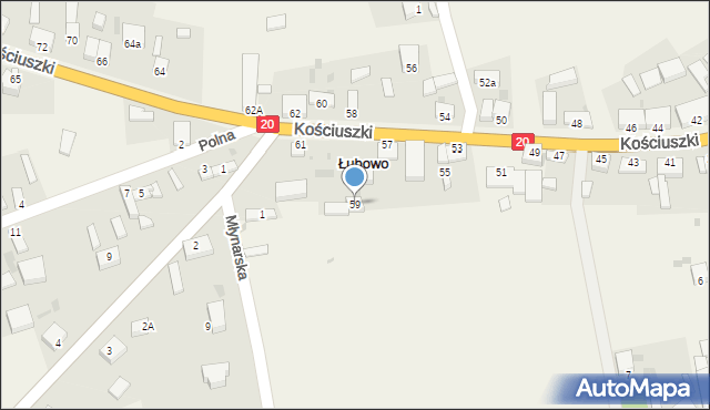 Łubowo, Kościuszki Tadeusza, gen., 59, mapa Łubowo