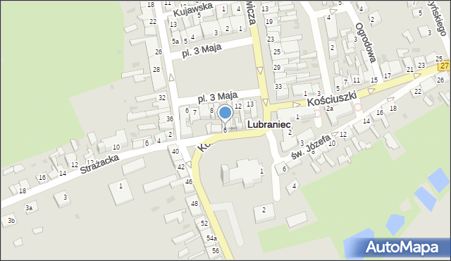 Lubraniec, Kościelna, 6, mapa Lubraniec