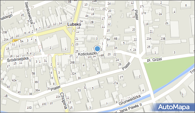 Lubsko, Kościuszki Tadeusza, gen., 16, mapa Lubsko