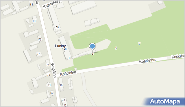 Luciny, Kościelna, 3, mapa Luciny