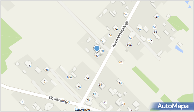 Lucynów Duży, Kochanowskiego Jana, 62, mapa Lucynów Duży