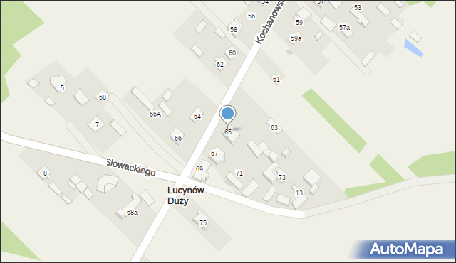 Lucynów Duży, Kochanowskiego Jana, 65, mapa Lucynów Duży