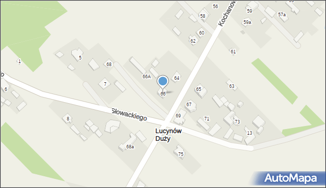 Lucynów Duży, Kochanowskiego Jana, 66, mapa Lucynów Duży