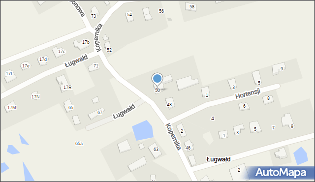 Ługwałd, Kopernika Mikołaja, 50, mapa Ługwałd