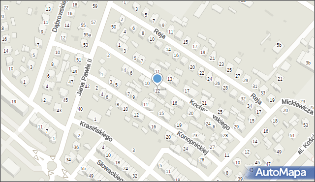 Łuków, Kochanowskiego Jana, 12, mapa Łuków