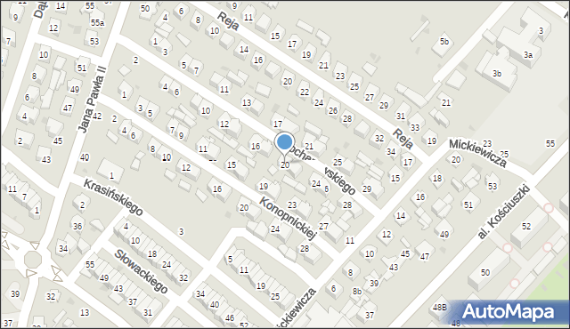 Łuków, Kochanowskiego Jana, 20, mapa Łuków