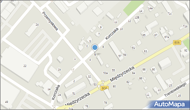 Łuków, Korczaka Janusza, 6, mapa Łuków