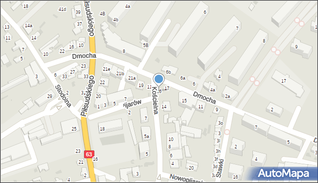 Łuków, Kościelna, 16, mapa Łuków