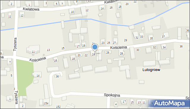 Lutogniew, Kościelna, 24a, mapa Lutogniew
