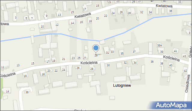 Lutogniew, Kościelna, 29, mapa Lutogniew