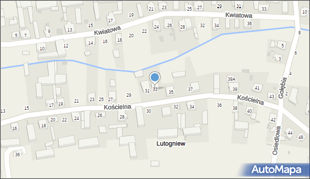 Lutogniew, Kościelna, 33, mapa Lutogniew