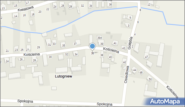 Lutogniew, Kościelna, 36, mapa Lutogniew
