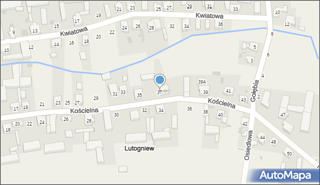 Lutogniew, Kościelna, 37, mapa Lutogniew