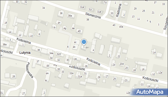 Lutynia, Kościelna, 4a, mapa Lutynia