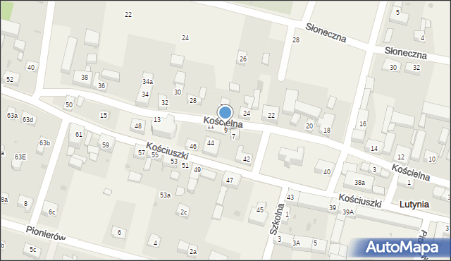 Lutynia, Kościelna, 9, mapa Lutynia
