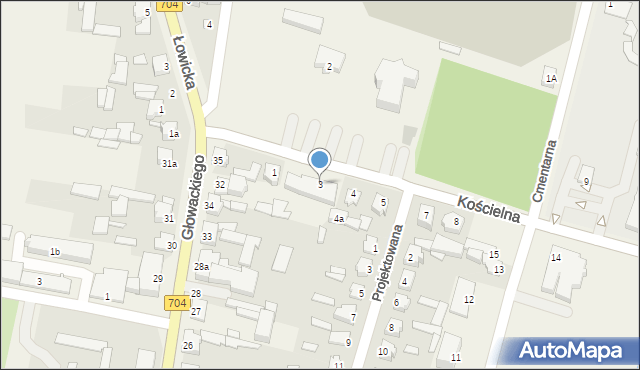 Łyszkowice, Kościelna, 3, mapa Łyszkowice