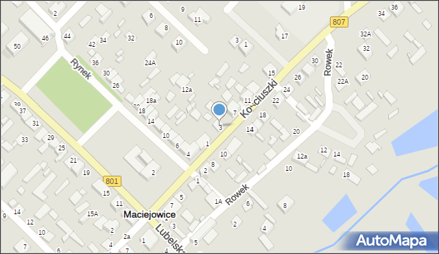 Maciejowice, Kościuszki Tadeusza, gen., 3, mapa Maciejowice