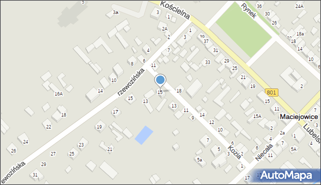 Maciejowice, Kozia, 15, mapa Maciejowice