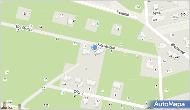 Magdalenka, Konieczna, 9, mapa Magdalenka
