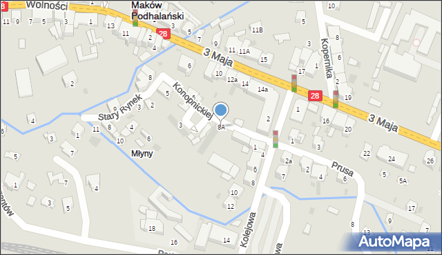 Maków Podhalański, Kolejowa, 8A, mapa Maków Podhalański