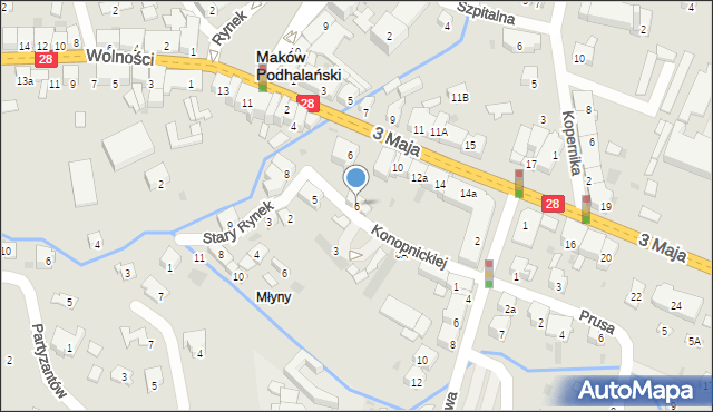 Maków Podhalański, Konopnickiej Marii, 6, mapa Maków Podhalański