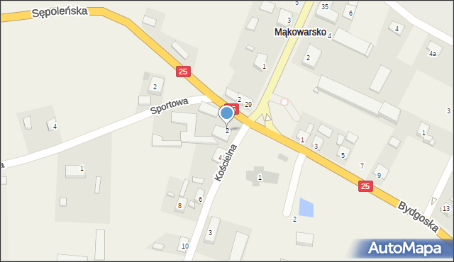 Mąkowarsko, Kościelna, 2, mapa Mąkowarsko