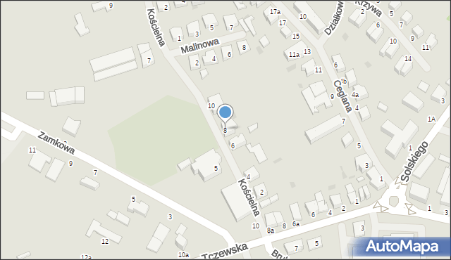 Malbork, Kościelna, 8, mapa Malborka