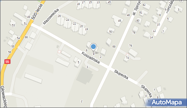 Malbork, Koszalińska, 4, mapa Malborka