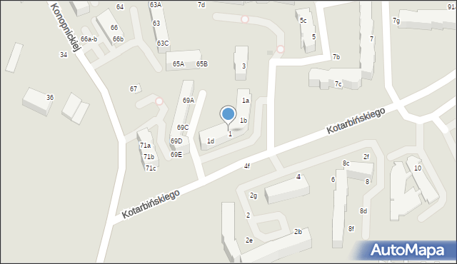 Malbork, Kotarbińskiego Tadeusza, 1c, mapa Malborka