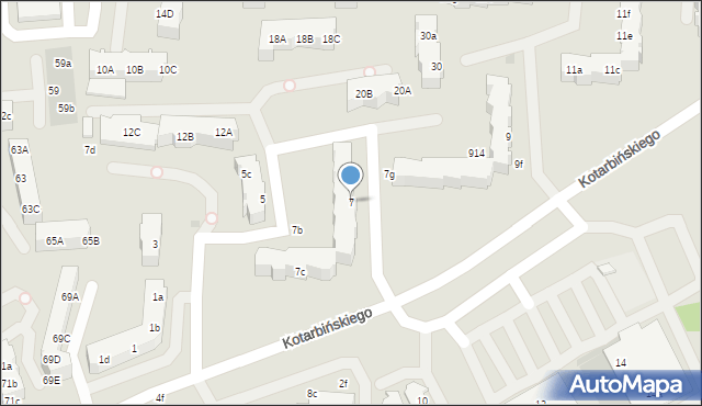 Malbork, Kotarbińskiego Tadeusza, 7, mapa Malborka