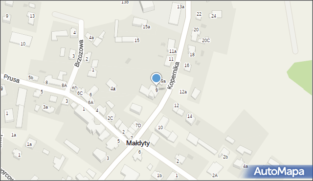 Małdyty, Kopernika Mikołaja, 9, mapa Małdyty