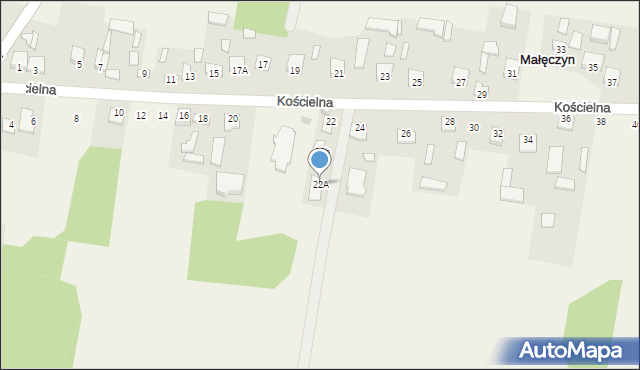 Małęczyn, Kościelna, 22A, mapa Małęczyn