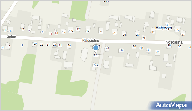Małęczyn, Kościelna, 22b, mapa Małęczyn