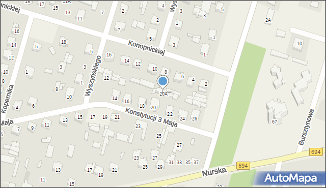 Małkinia Górna, Konstytucji 3 Maja, 20A, mapa Małkinia Górna