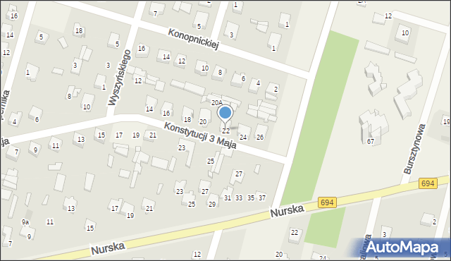 Małkinia Górna, Konstytucji 3 Maja, 22, mapa Małkinia Górna