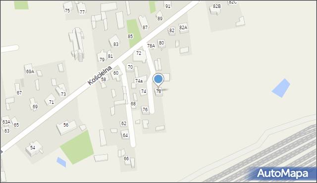 Małkinia Górna, Kościelna, 78, mapa Małkinia Górna