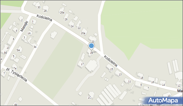 Małomice, Kościelna, 19, mapa Małomice