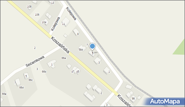 Manowo, Kolejowa, 5, mapa Manowo