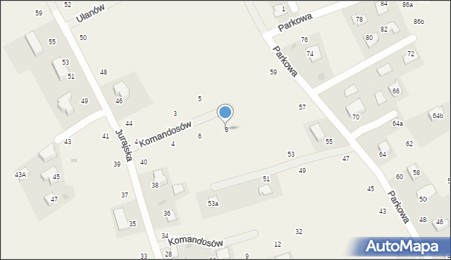 Masłomiąca, Komandosów, 8, mapa Masłomiąca