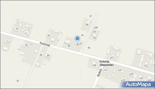 Maszków, Kolonia, 91, mapa Maszków