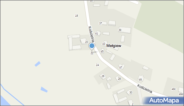 Mełgiew, Kościelna, 22, mapa Mełgiew