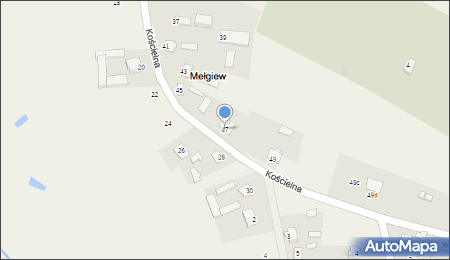 Mełgiew, Kościelna, 47, mapa Mełgiew