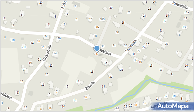 Meszna, Kowalska, 37, mapa Meszna