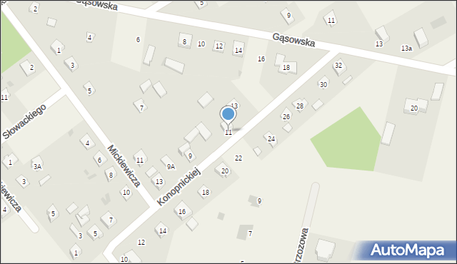Miastków Kościelny, Konopnickiej Marii, 11, mapa Miastków Kościelny