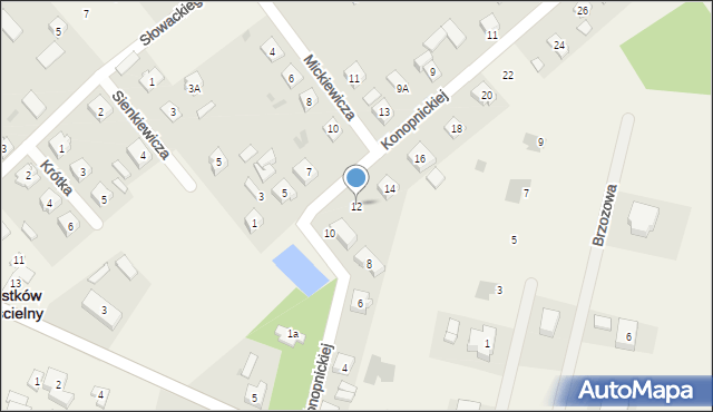 Miastków Kościelny, Konopnickiej Marii, 12, mapa Miastków Kościelny