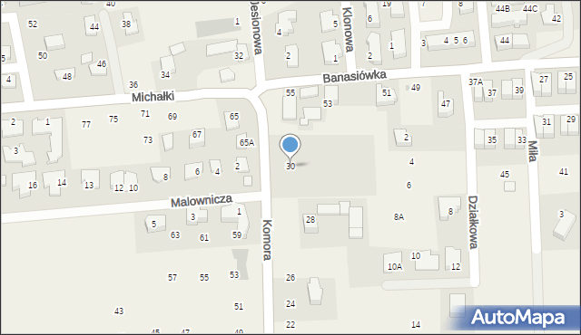 Michałowice, Komora, 30, mapa Michałowice