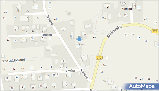 Michałowice, Komora, 6, mapa Michałowice