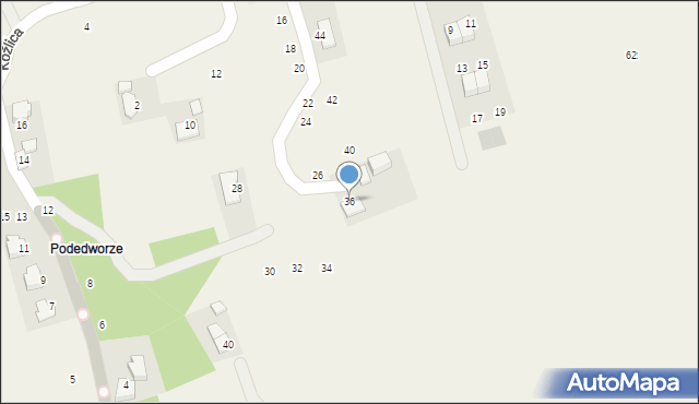 Michałowice, Koźlica, 36, mapa Michałowice