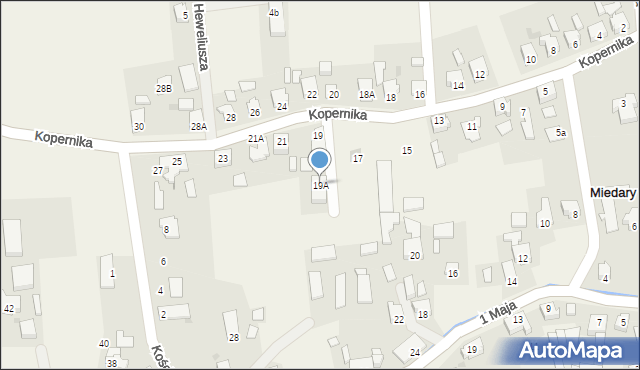 Miedary, Kopernika Mikołaja, 19A, mapa Miedary